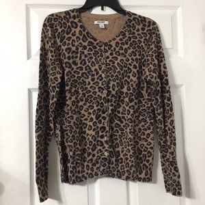 Old Navy Black & Camel Cheetah Animal Print Button
